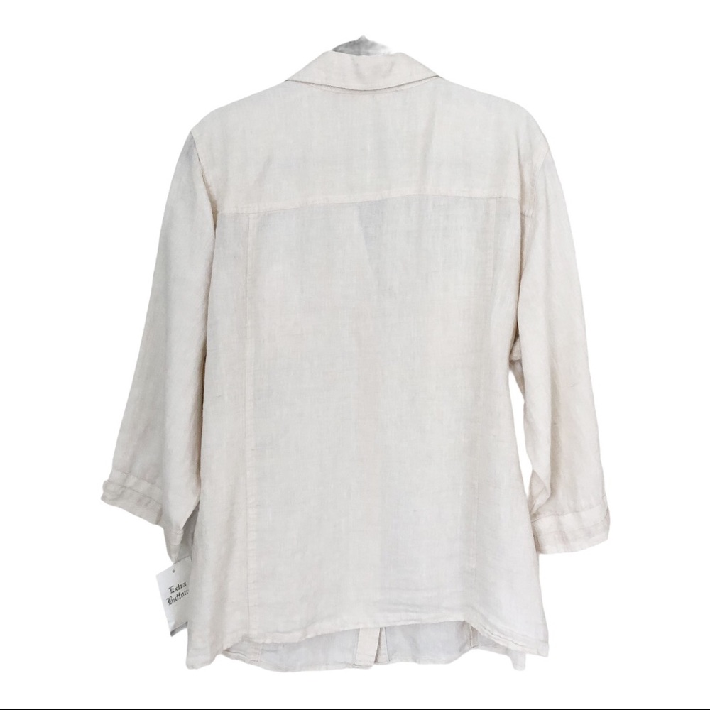 Jm Collection Plus Size Button Down Linen Blouse - image 2